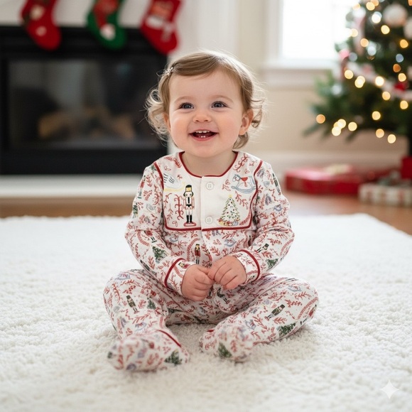 DONDOLO Nutcracker Christmas Print Embroidered
Pima Cotton Footie Pajama 24 mos - Picture 1 of 7